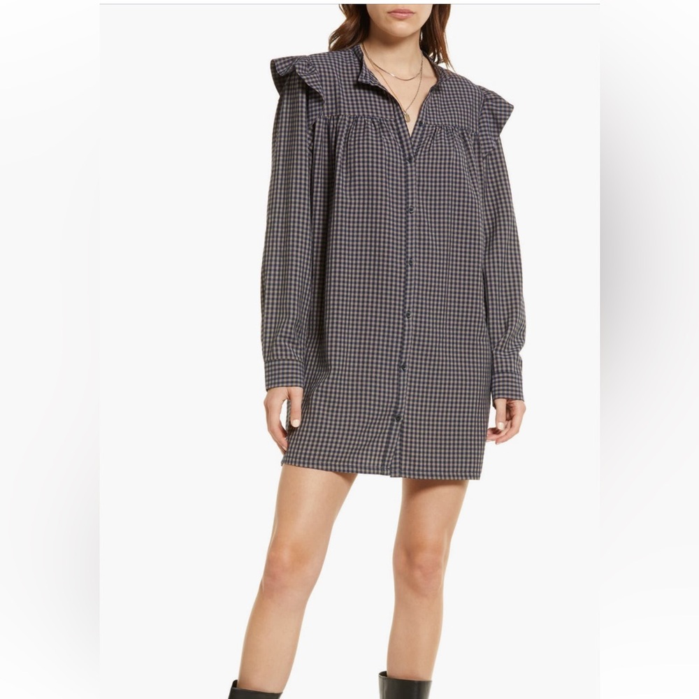 Treasure & Bond Navy Gingham Dress